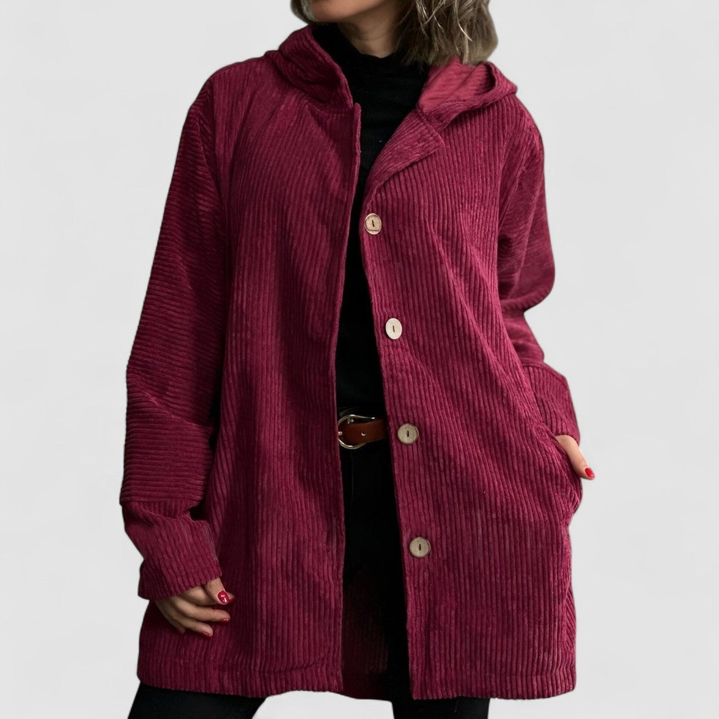 Elizabeth – Comfortable Hooded Corduroy Jacket