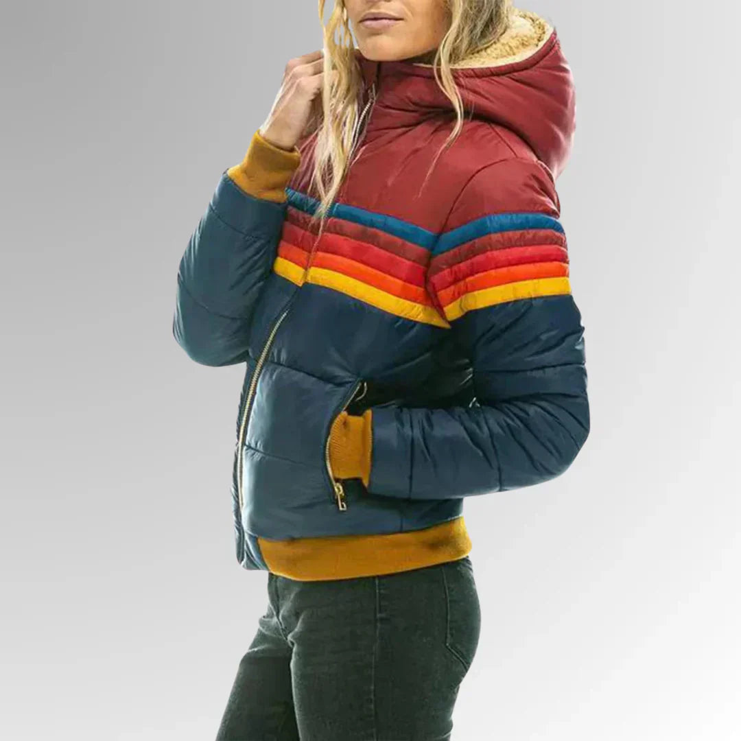 Sierra - Women's Vintage Striped Puffer Coat