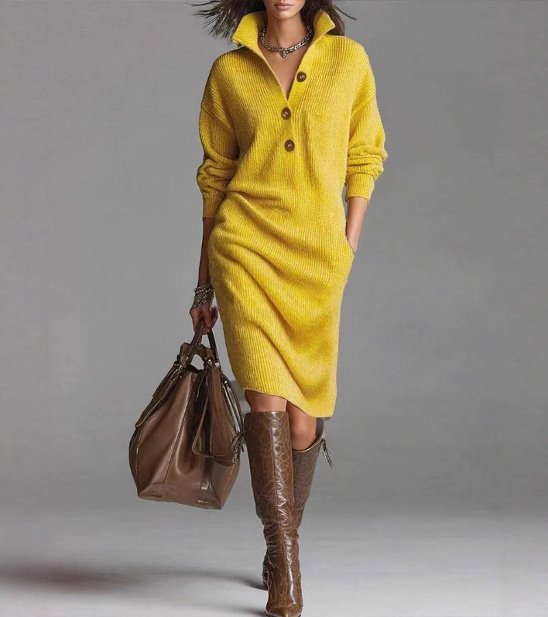 Verity – Button-Down Soft Knit Midi Dress