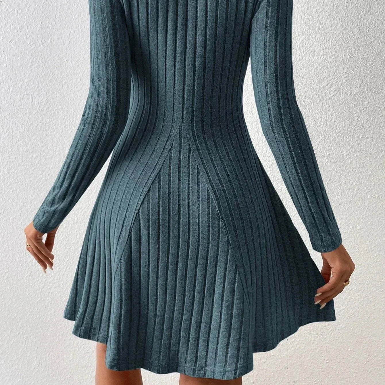 Emma – Classic Mock Neck Flare Dress