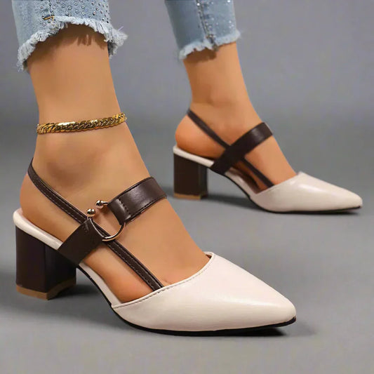 Willa – Block Heels with Leather Slingback Design