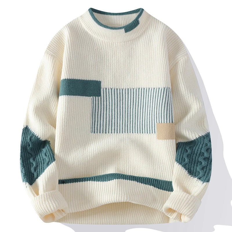 RÉVE | PATCHWORK MOCK NECK SWEATER