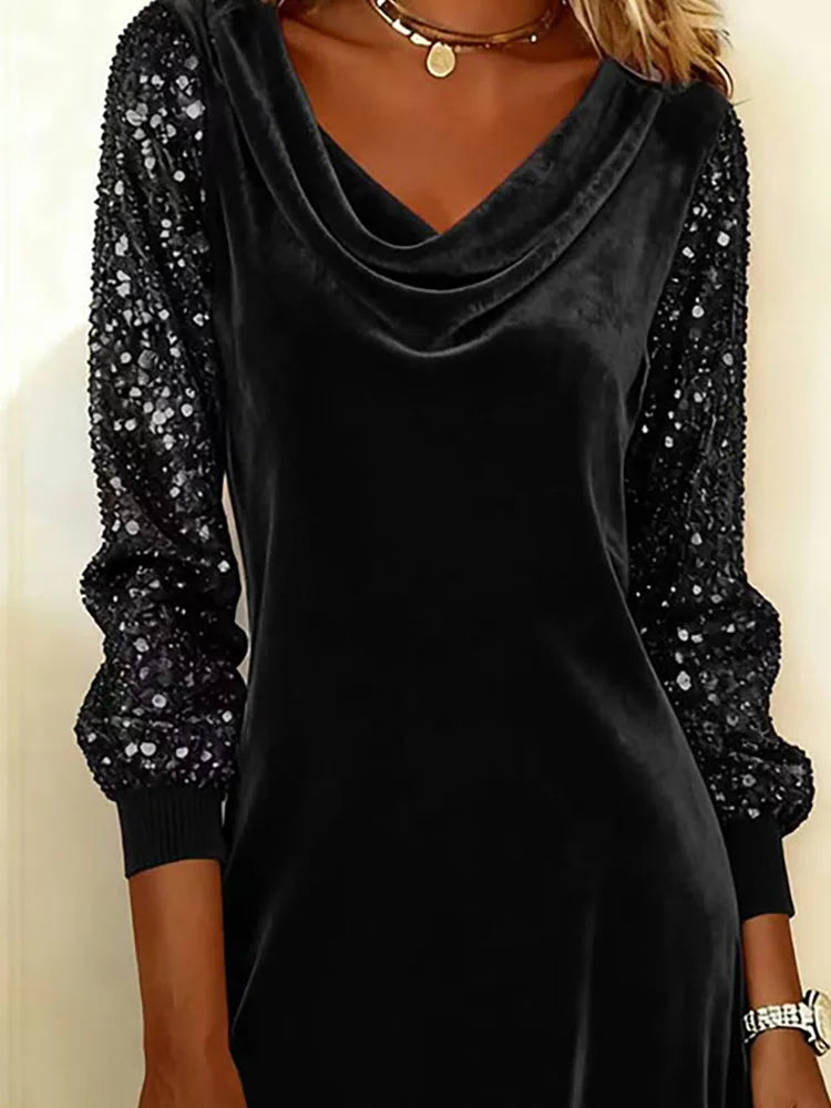 Aurora – Velvet Dress Featuring Shimmering Sleeves