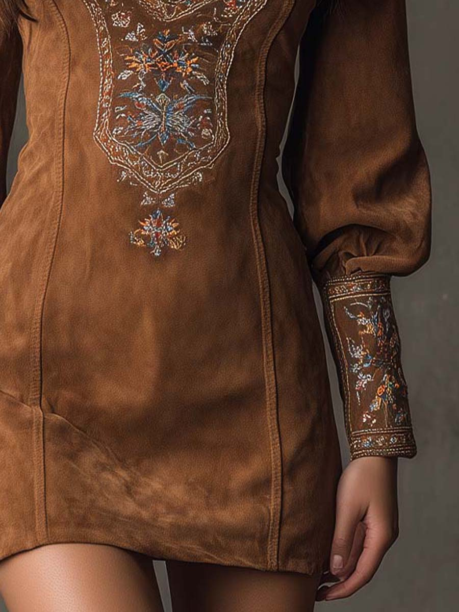 Emily – Chic Short Dress with Suede Finish