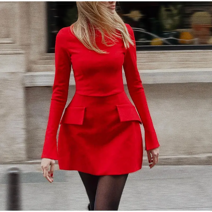 Luxoria - Elegant Turtleneck Mini Dress