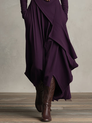 Natalia – Turtleneck Asymmetric Maxi Knit Dress