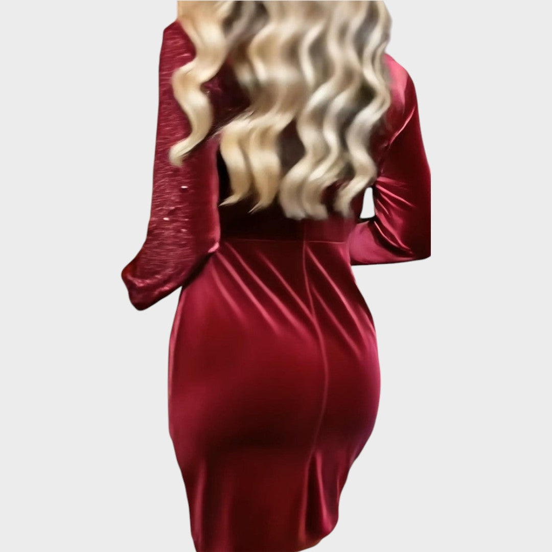 Elsie – Velvet Sequin Draped Dress