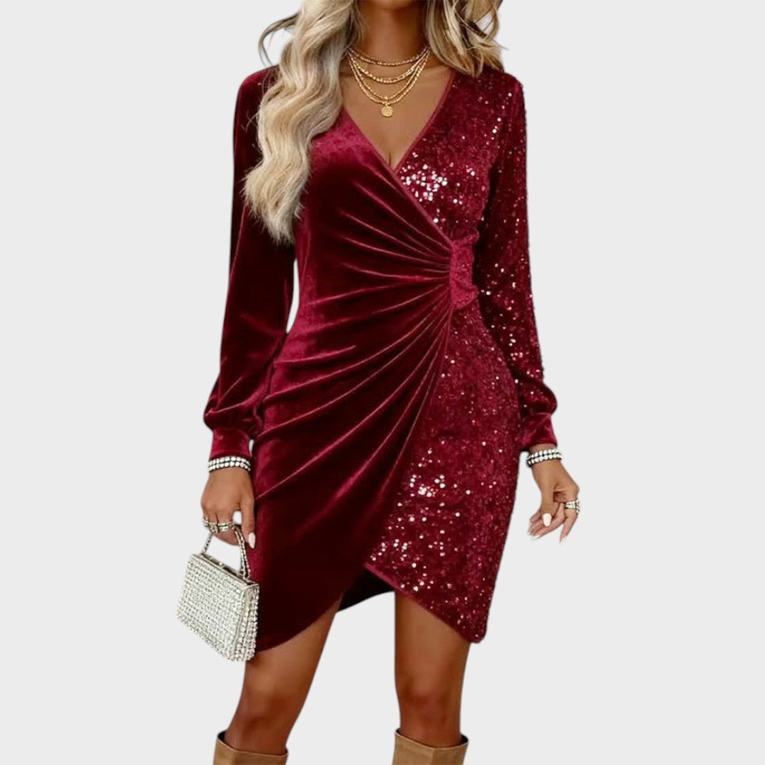 Elsie – Velvet Sequin Draped Dress