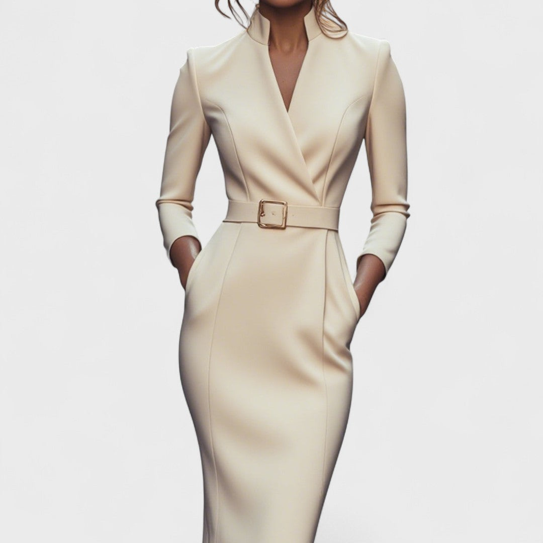 Hermione – Elegant Black Belted Dress
