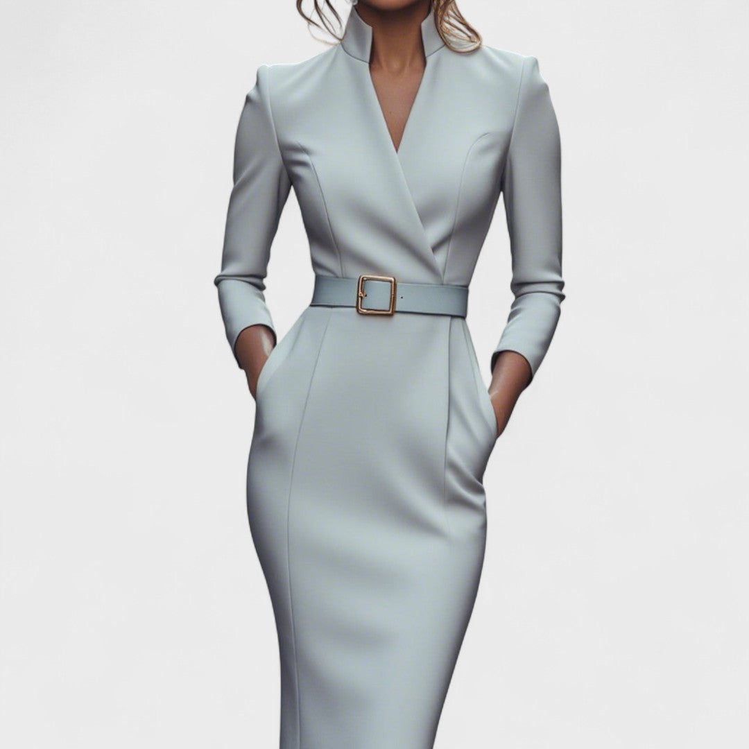 Hermione – Elegant Black Belted Dress