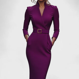 Hermione – Elegant Black Belted Dress