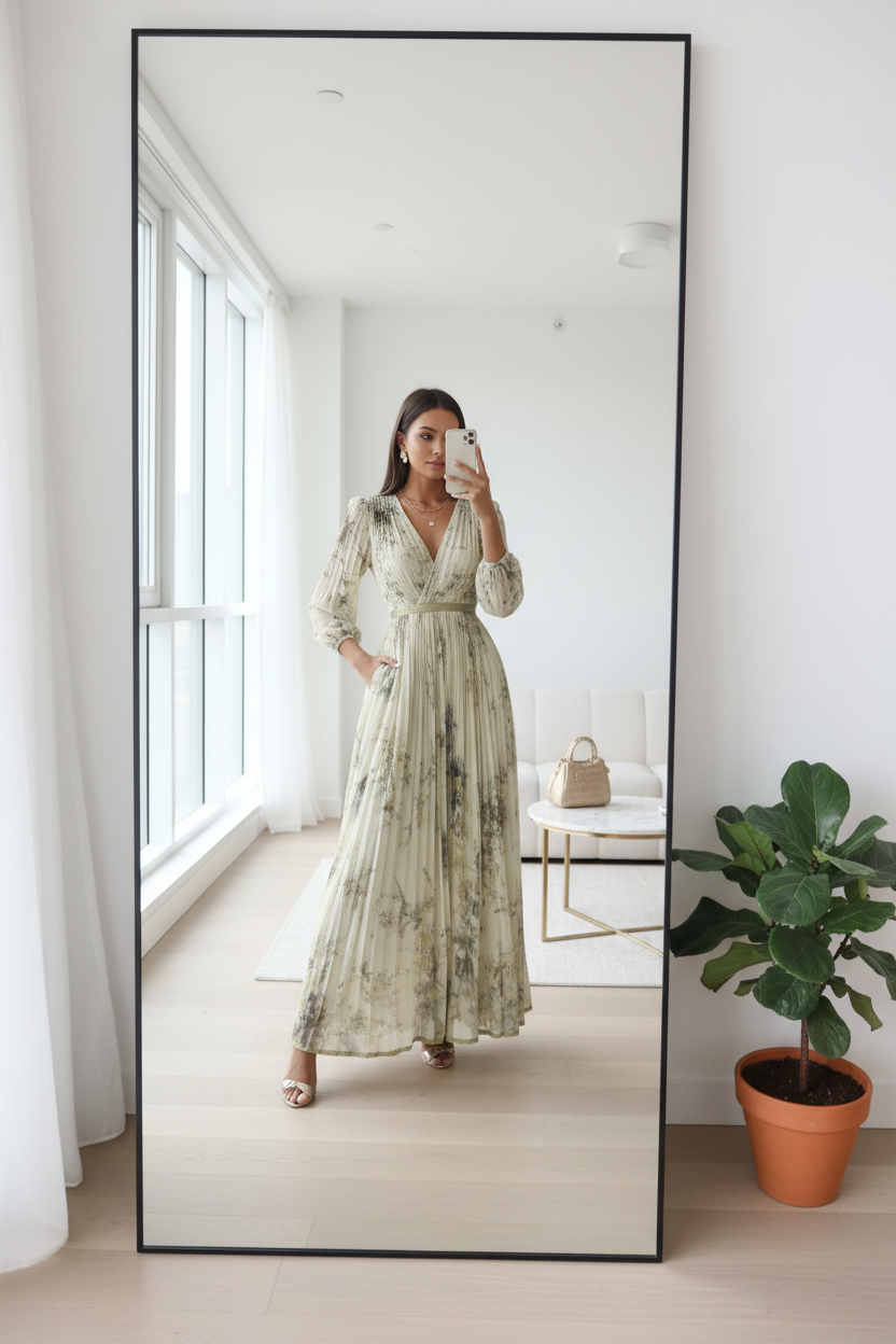 Elegant Pleated Maxi Dress