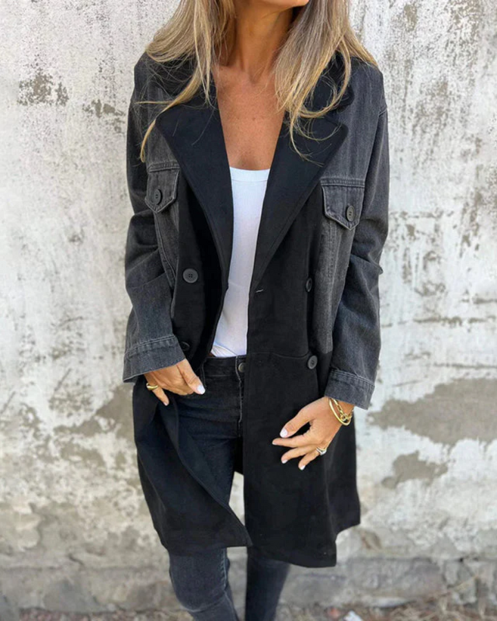 Iris™ | Denim & Camel Wool Blend Coat