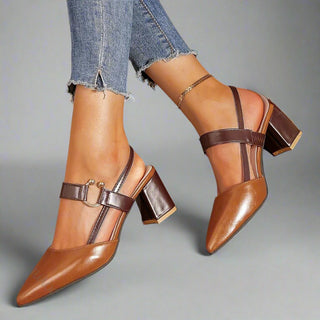 Willa – Block Heels with Leather Slingback Design
