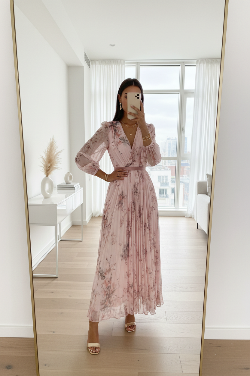 Elegant Pleated Maxi Dress