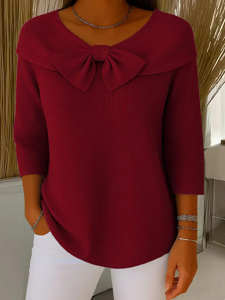 Amber – Bow-Detail Cotton-Blend Sweater