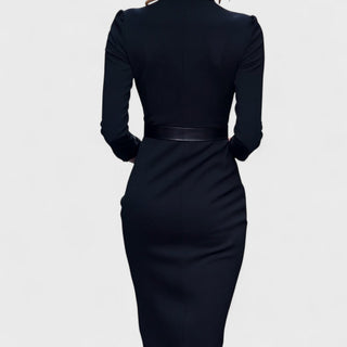 Hermione – Elegant Black Belted Dress