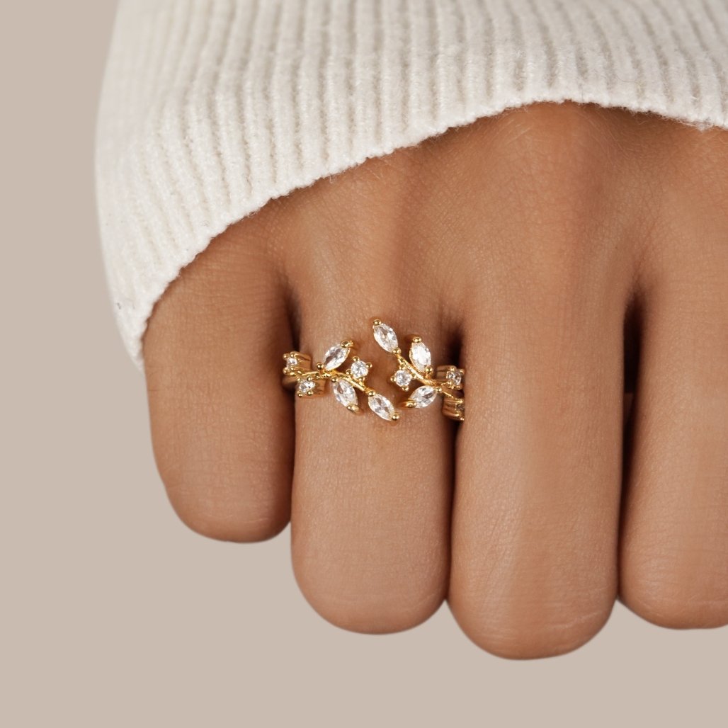 Gold Crystal Vine Ring