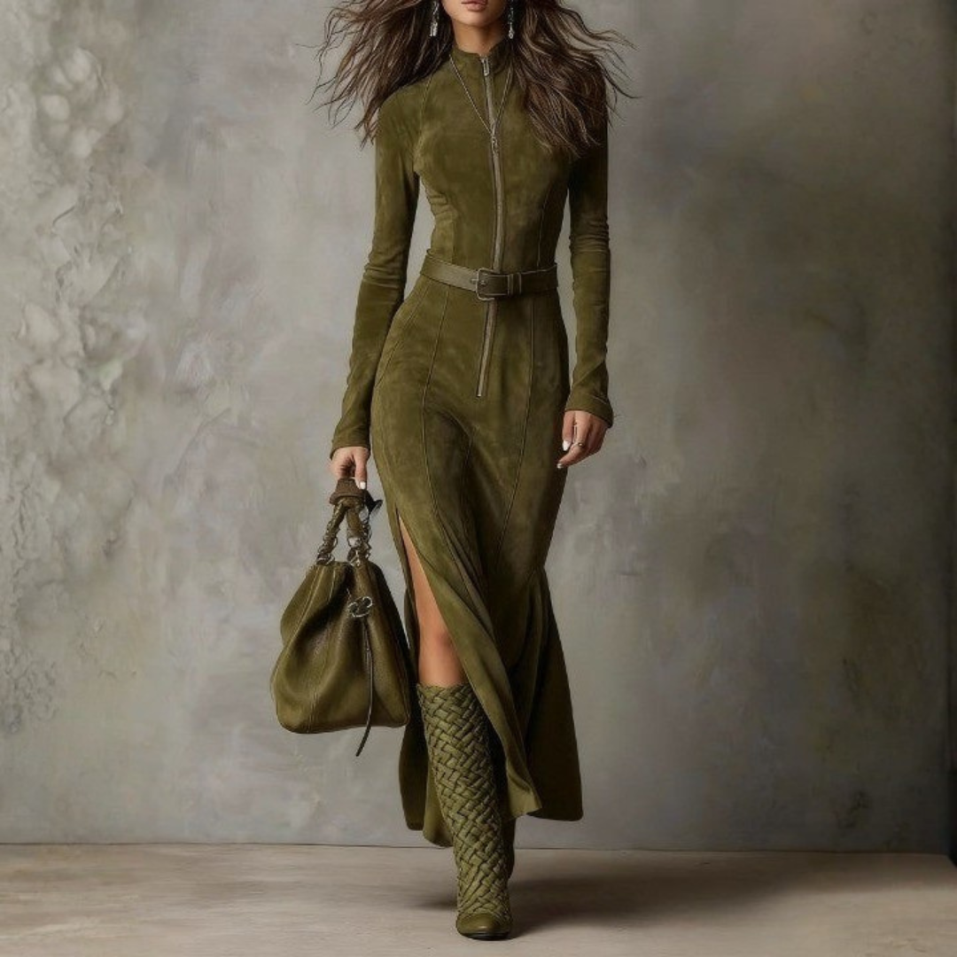 Maisie – Elegant Long Suede Dress