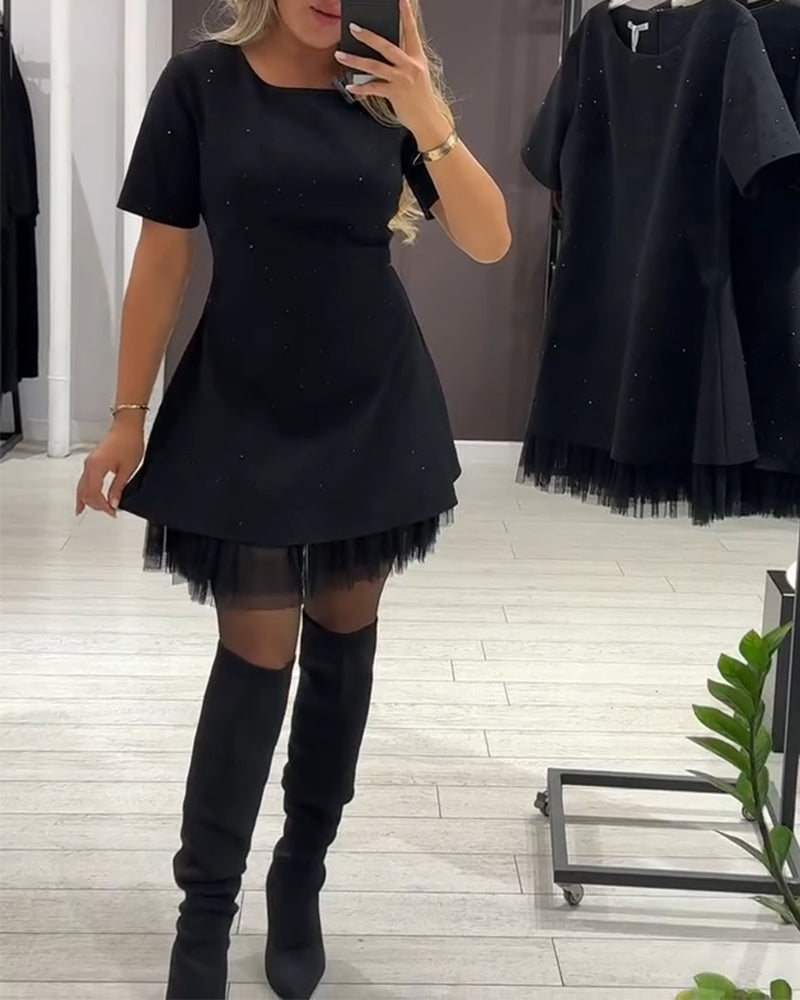 Harper – Sparkling Mesh Patchwork Dress