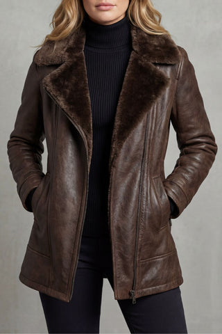 Hannah – Leather Jacket with Shearling Lining