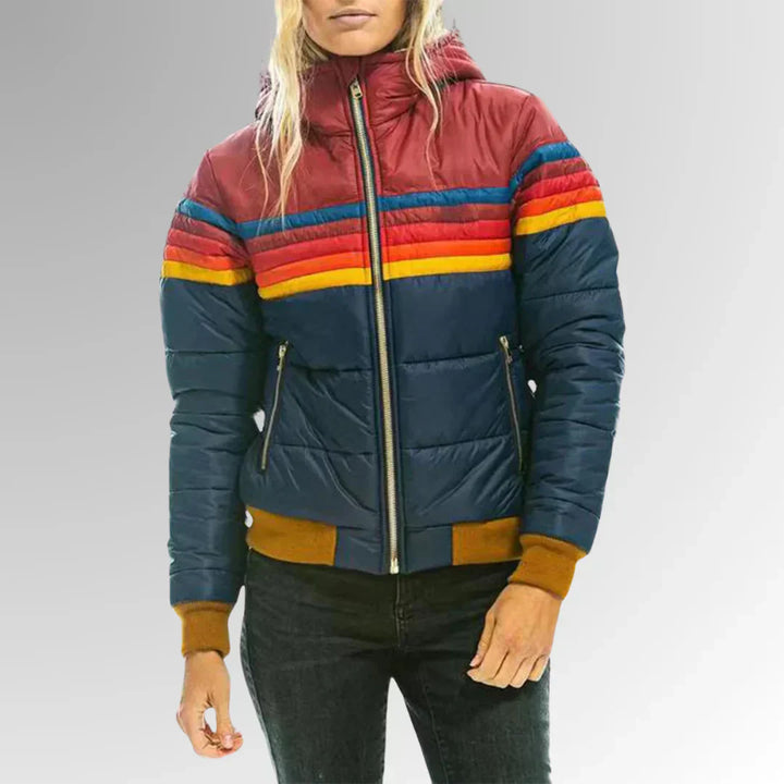 Sierra - Women's Vintage Striped Puffer Coat