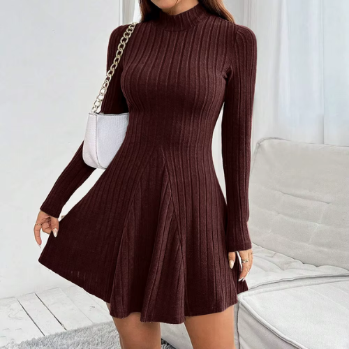 Emma – Classic Mock Neck Flare Dress