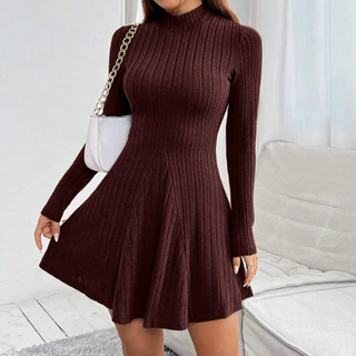 Emma – Classic Mock Neck Flare Dress
