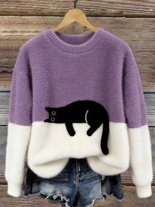 Relaxed Fit Cat Graphic Sweater