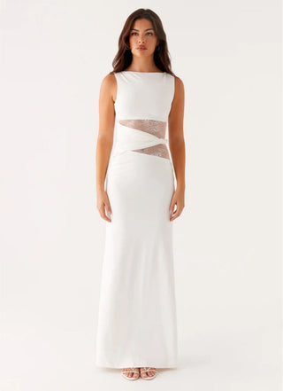 Eliana – Elegant Maxi Dress with Flattering Silhouette, Subtle Cutouts, and Delicate Lacing