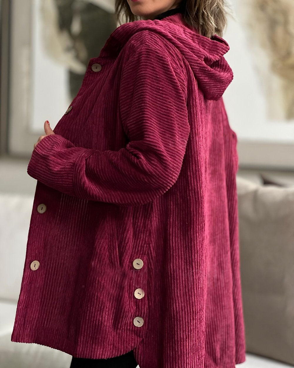 Elizabeth – Comfortable Hooded Corduroy Jacket