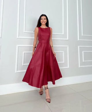 Venetia – Midi Dress in Faux Leather
