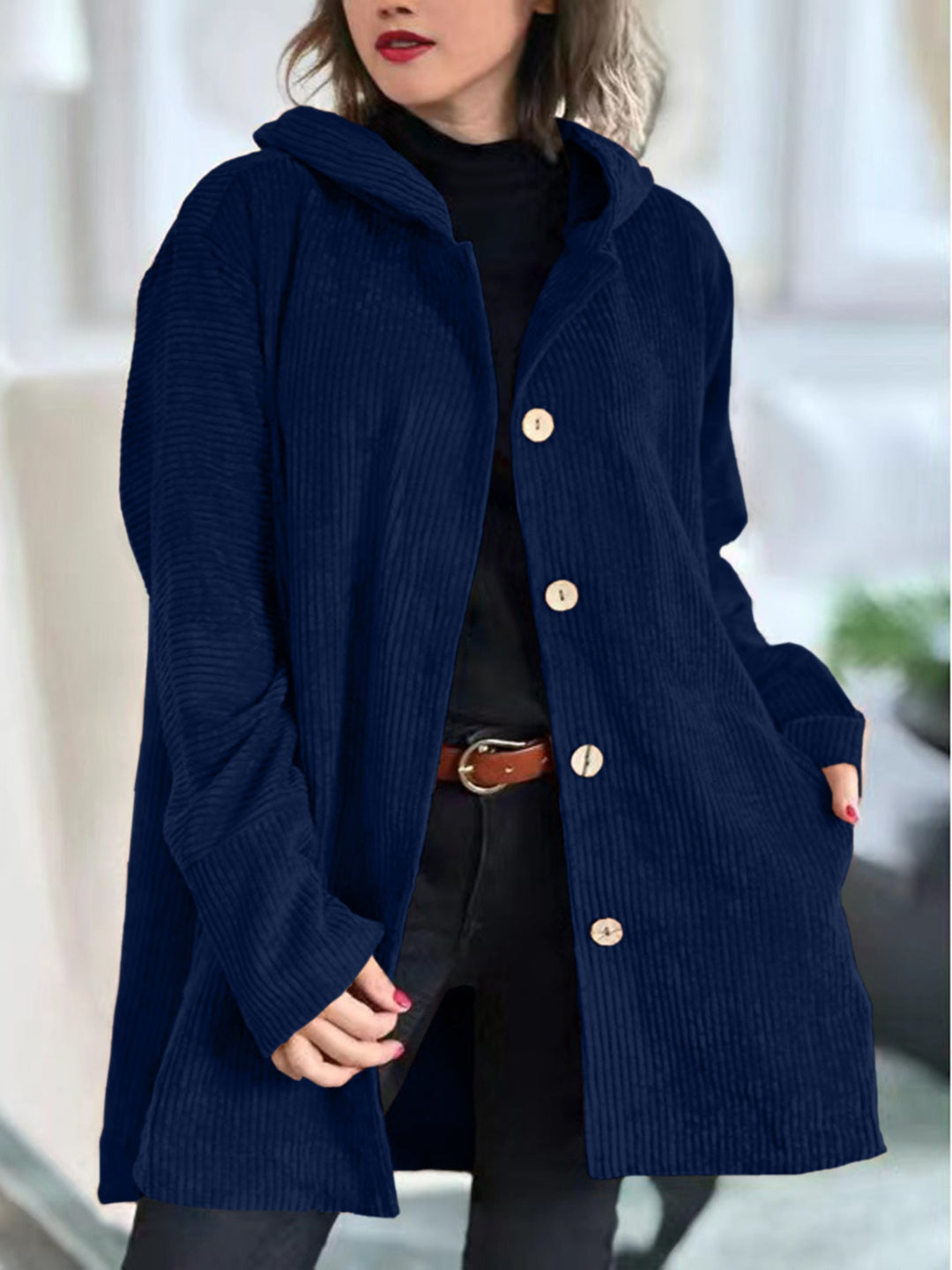 Elizabeth – Comfortable Hooded Corduroy Jacket