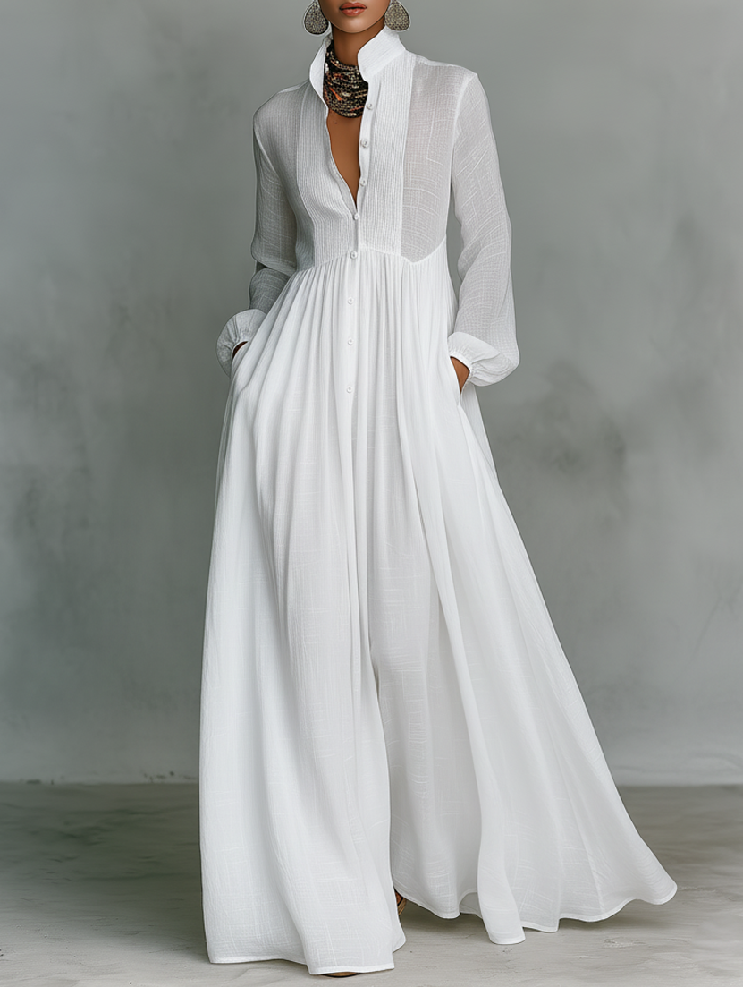 Elisse - Oversized Minimalist Cotton and Linen Dress