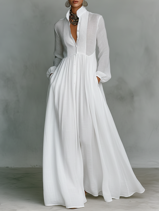 Elisse - Oversized Minimalist Cotton and Linen Dress