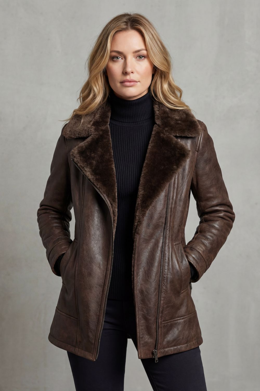 Hannah – Leather Jacket with Shearling Lining