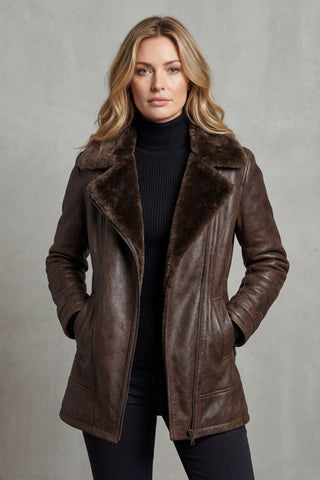 Hannah – Leather Jacket with Shearling Lining