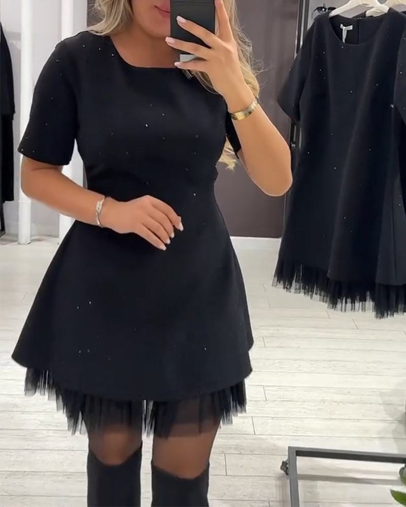 Harper – Sparkling Mesh Patchwork Dress