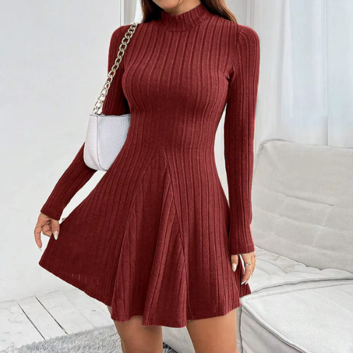 Emma – Classic Mock Neck Flare Dress
