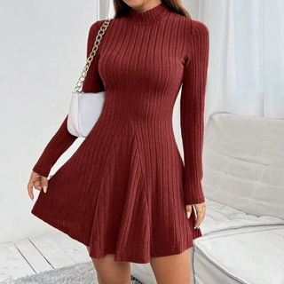 Emma – Classic Mock Neck Flare Dress