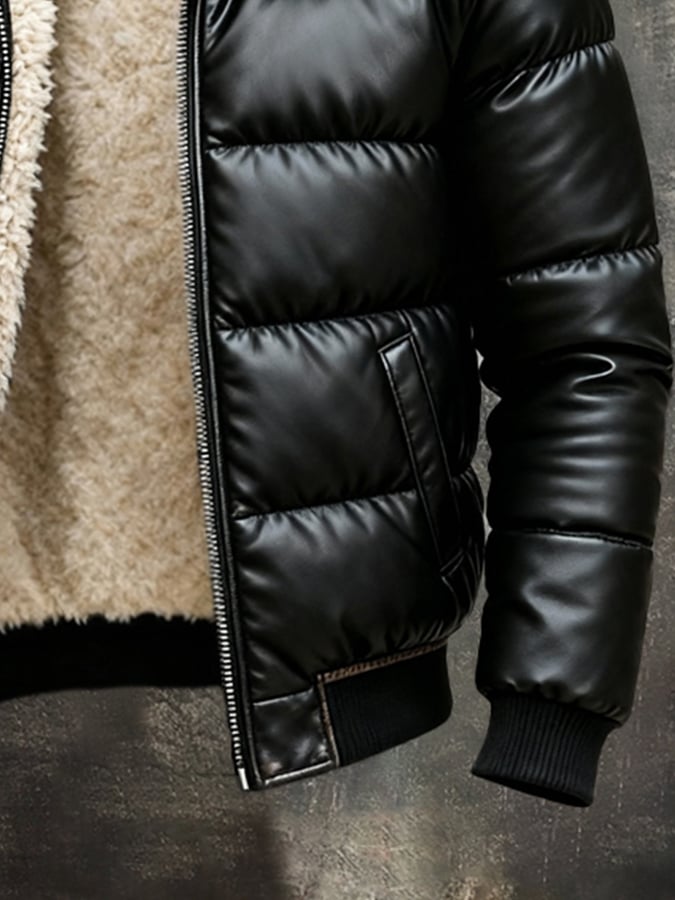 Harrison - Faux Leather Quilted Jacket