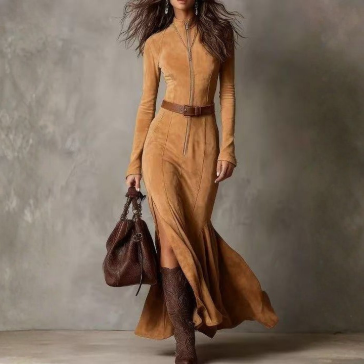 Maisie – Elegant Long Suede Dress