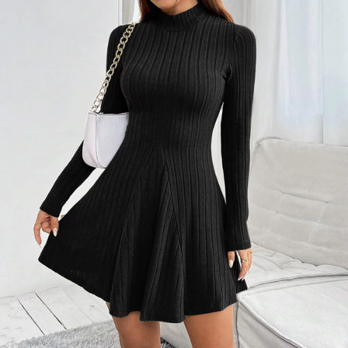 Emma – Classic Mock Neck Flare Dress