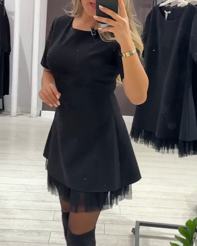 Harper – Sparkling Mesh Patchwork Dress