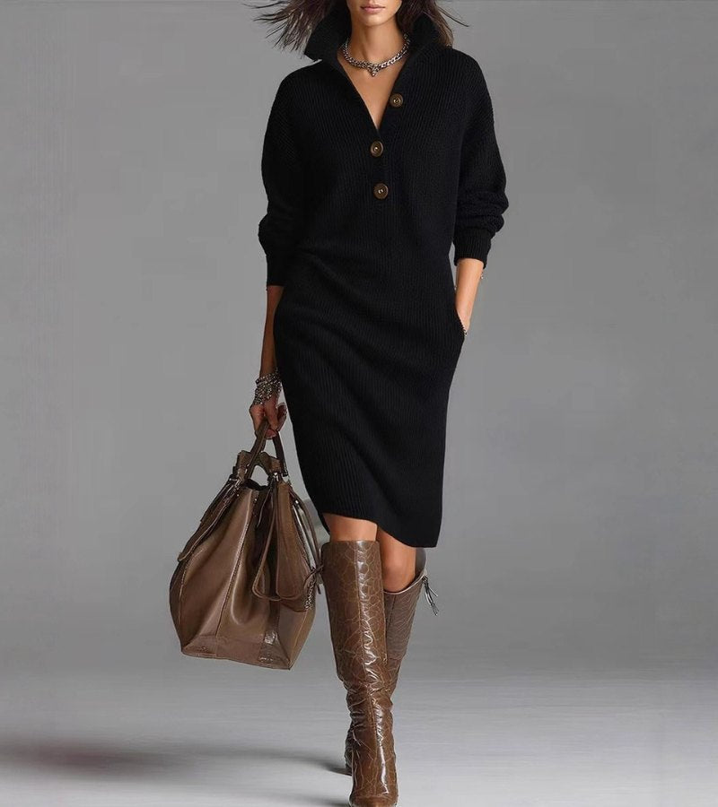 Verity – Button-Down Soft Knit Midi Dress