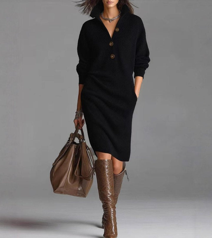 Verity – Button-Down Soft Knit Midi Dress
