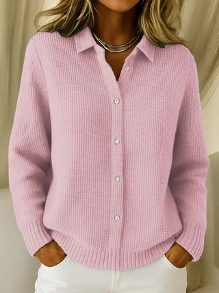 Esmae – Sleek Cotton Blend Collared Cardigan