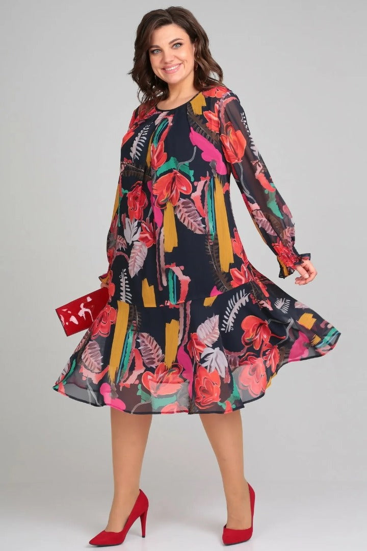 Aria – Contemporary Floral Midi Dress