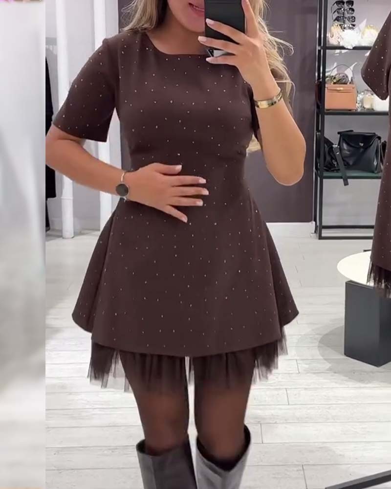 Harper – Sparkling Mesh Patchwork Dress