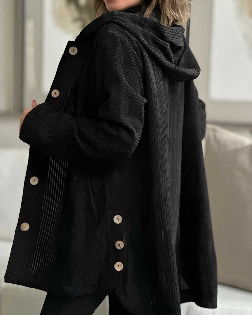 Elizabeth – Comfortable Hooded Corduroy Jacket